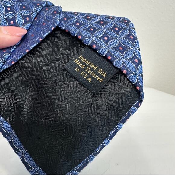 Hart Schaffner Marx Blue Patterned Men's Silk Tie - Picture 4 of 4